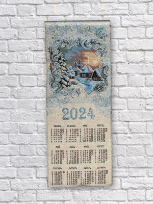 Купить Календарь из гобелена на 2024 год "Зимний домик" 